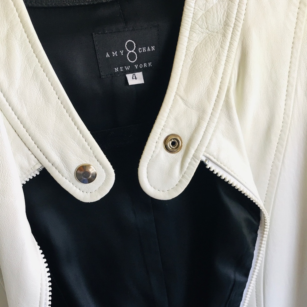 Soft White Fully Lined Amy Chan Leather Jacket